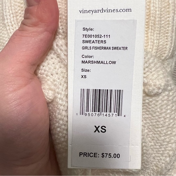 NEW Vineyard Vines | Fisherman Sweater Cable Cream Cable Sz XS Girls - Picture 5 of 6
